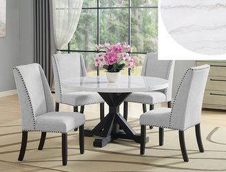 5P VARLEY MARBLE ROUND TBL,WING CHAIRS
