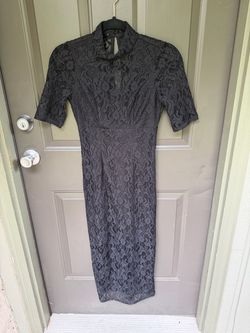Black lace evening dress