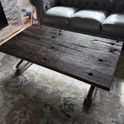 Arhaus living room coffee table reclaimed wood