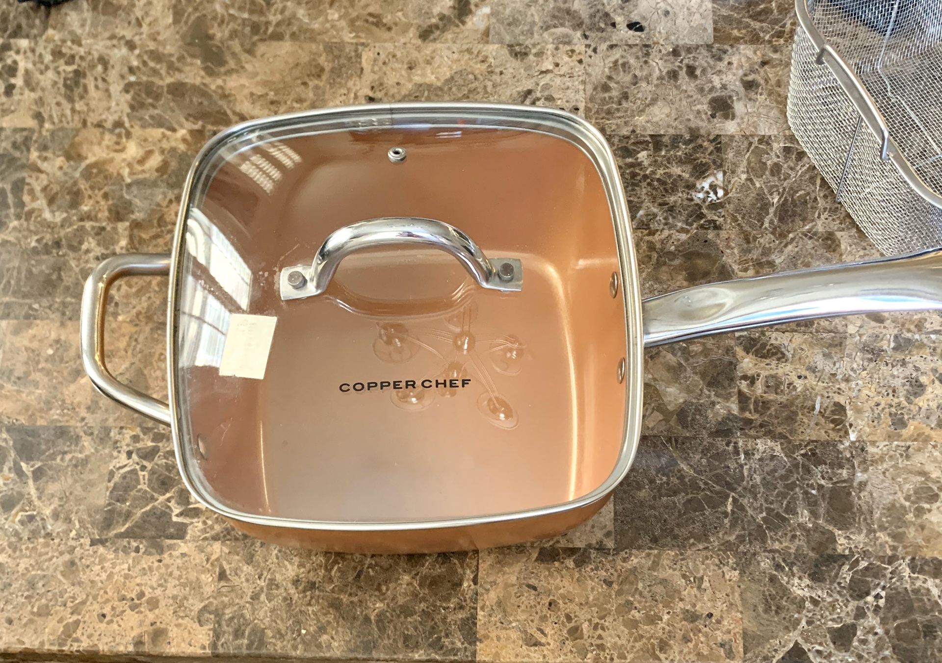Copper Chef pan with lid & steam/fry basket