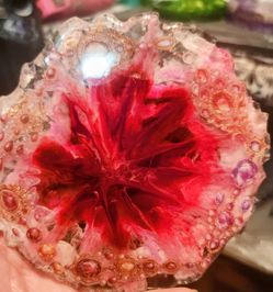 Handmade Resin Art Coaster with Floral Design