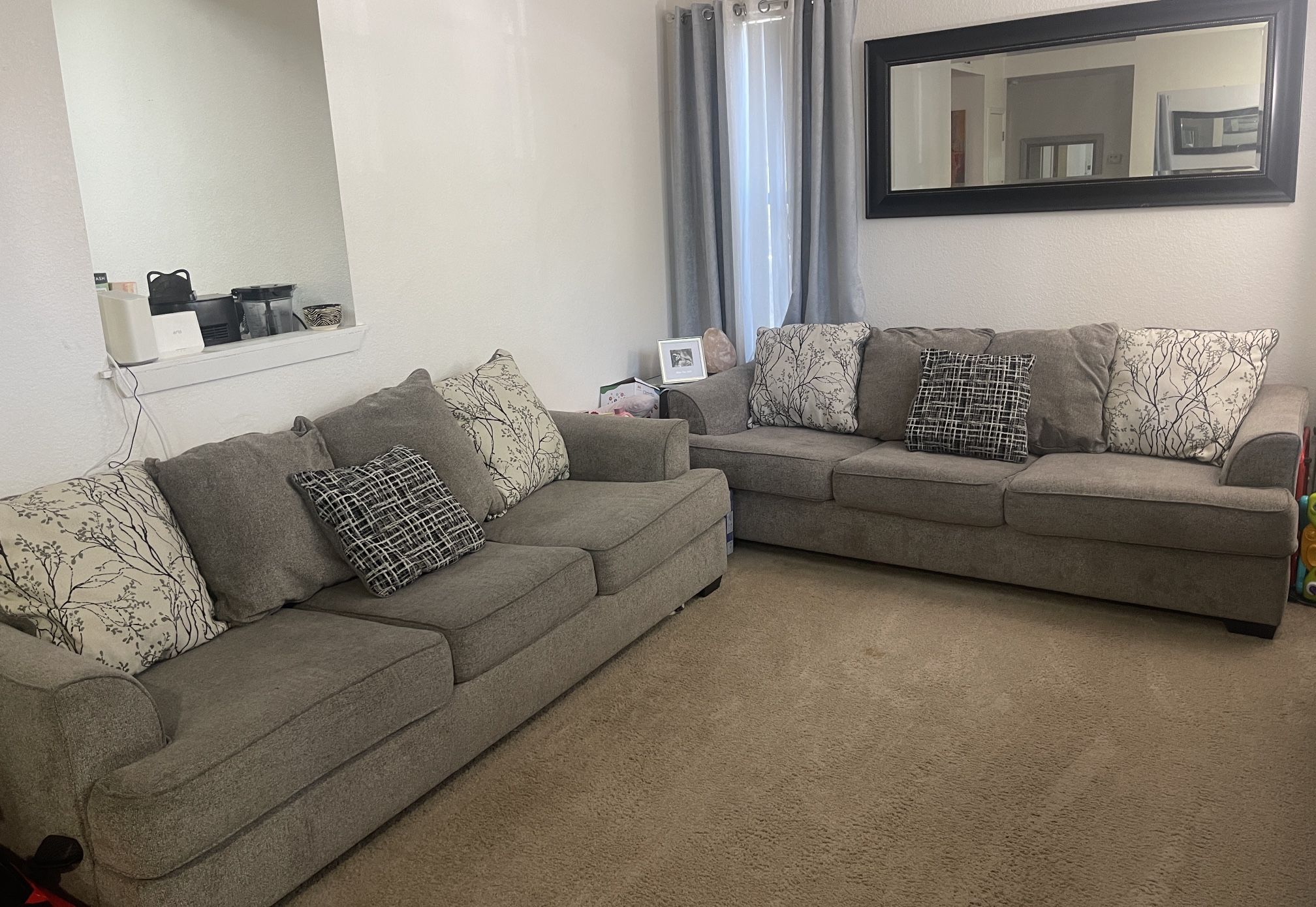Modern Sofa Set – Sleeper Sofa + 3-Seater, Excellent Condition