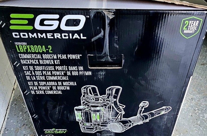 EGO POWER COMMERCIAL 56-volt 800 CFM 190 MPH Backpack Leaf Blower  model# LPX8004-2 Brand open Box