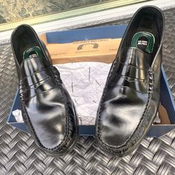 Nunn Bush Comfort Gel Black Moc Toe Penny Loafer, Man’s Size 10 1/2 Wide Polished Look 