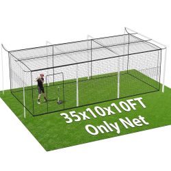 Baseball Batting Cage Nets, 35x10x10 FT Softball Baseball Batting Hitting Training Net,Professional Fully Enclosed PE Hitting Cage Net with Door, With
