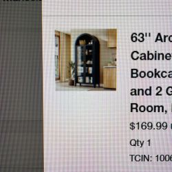 63” Arched Pantry Storage Cabinets, Farmhouse 