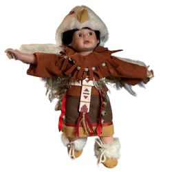 1983 Porcelain Doll  Danbury Mint LITTLE EAGLE DANCER 12 Porcelain Doll Elke Hutchens Native American   No original box or papers just doll.  T-66