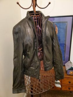 New Women Siena Studio Black Leather Jacket Size XS