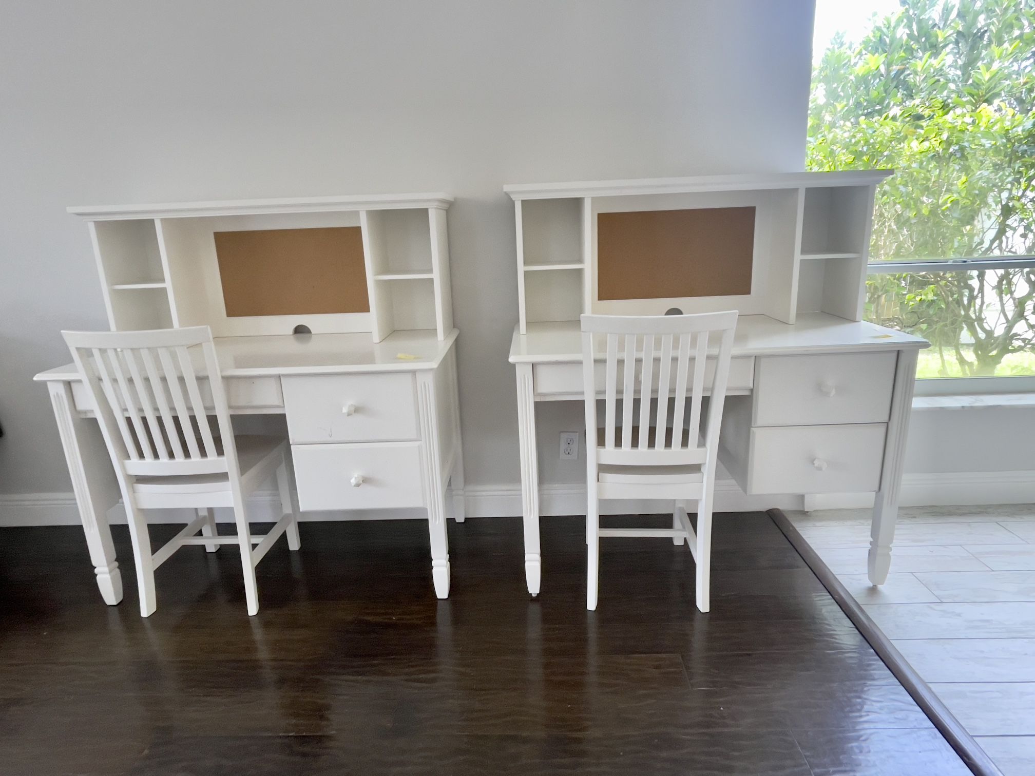 Solid Wood Desk - Two Sets - Desk, Table Shelf, Chair 