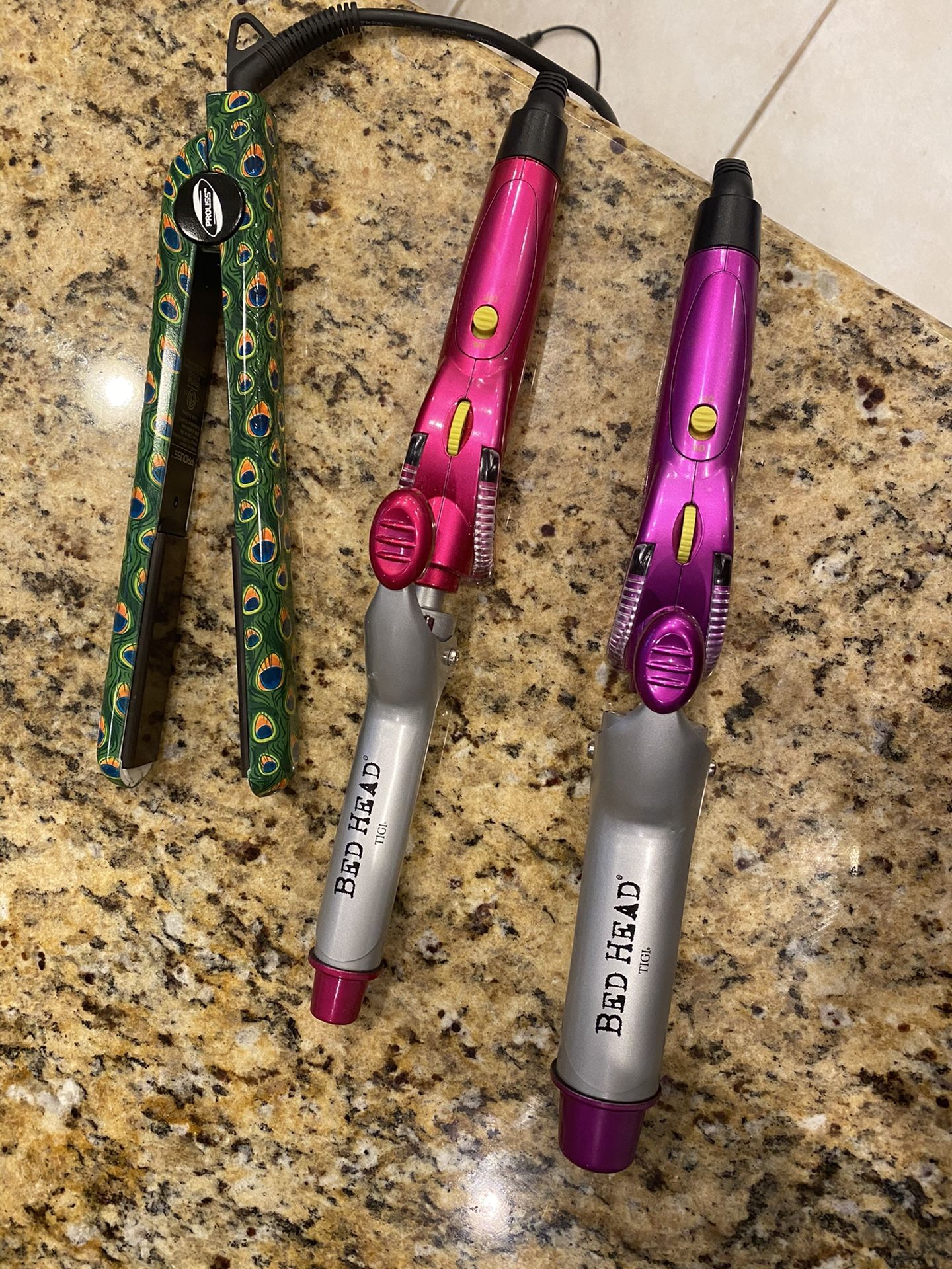 1” & 1 1/2” Bed Head TIGI Curling Iron & 1” Probliss Flatiron/hair straightener