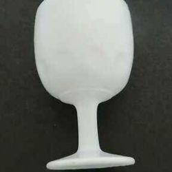 Vintage  WHITE FROSTED Glass Goblet Thumbprint DesignVintage  WHITE FROSTED Glass Goblet Thumbprint Design