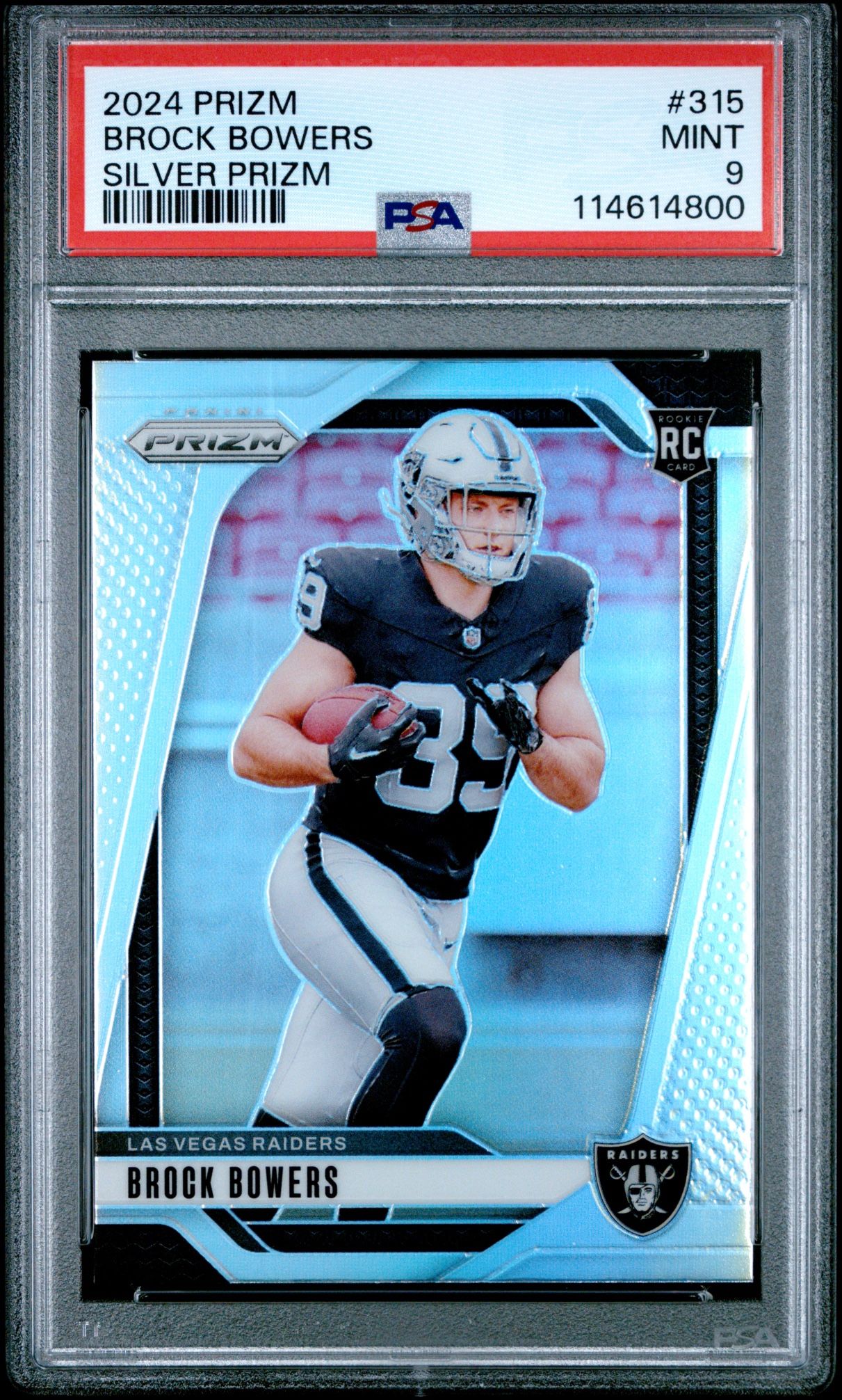 2024 Panini Prizm #315 RC Rookie Silver Prizm Brock Bowers PSA 9