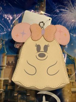 2026 Disney Halloween Minnie Mouse Ghost Coin Purse Bag Charm Keychain New