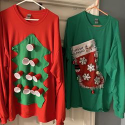 Beer Pong & Wine Bottle Stocking Ugly Christmas Sweaters Xxl 
