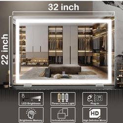 Lighted Makeup Vanity Mirror 32x22in