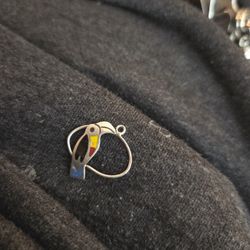 Zuni sterling silver and inlay toucan pin or pendant