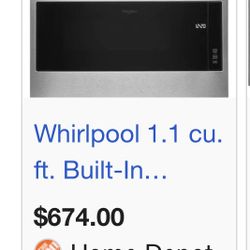 BRAND NEW 30” WHIRPOOL MICROWAVE 