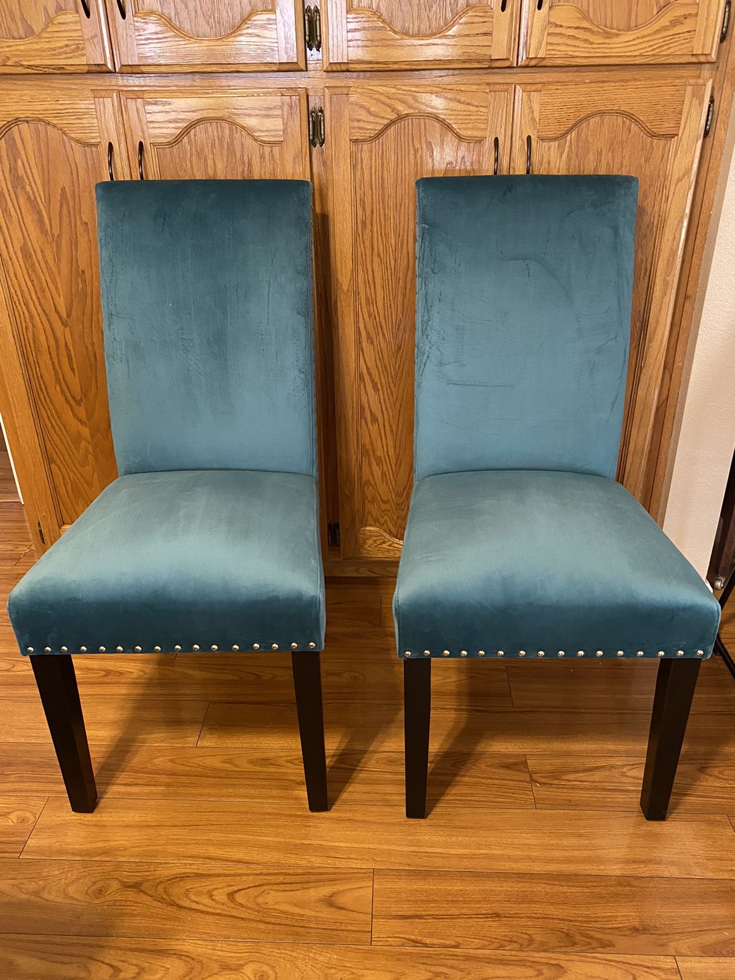 Silver Orchid Lind Velvet Nailhead Trim Dining Side Chairs (Set of 2)Teal, New