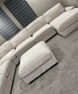 Extra Large Ivory Corduroy Modular Sectional 7 Piece Set Brand New In Box  Firm Price $1, 380 Only A Few Sets Left!!! Order Now! Dimensions 125” Long 