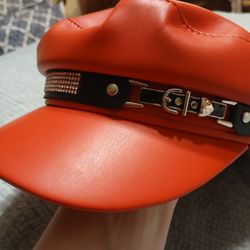 Red & Black Faux Leather Rock N' Roll Hat