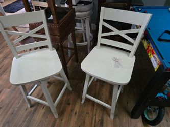 24 inch Swivel Inclined Backrest Bar Stools, White (Set of 2)