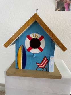 Hand Painted I.B. Beach House Style Wooden Birdhouse
