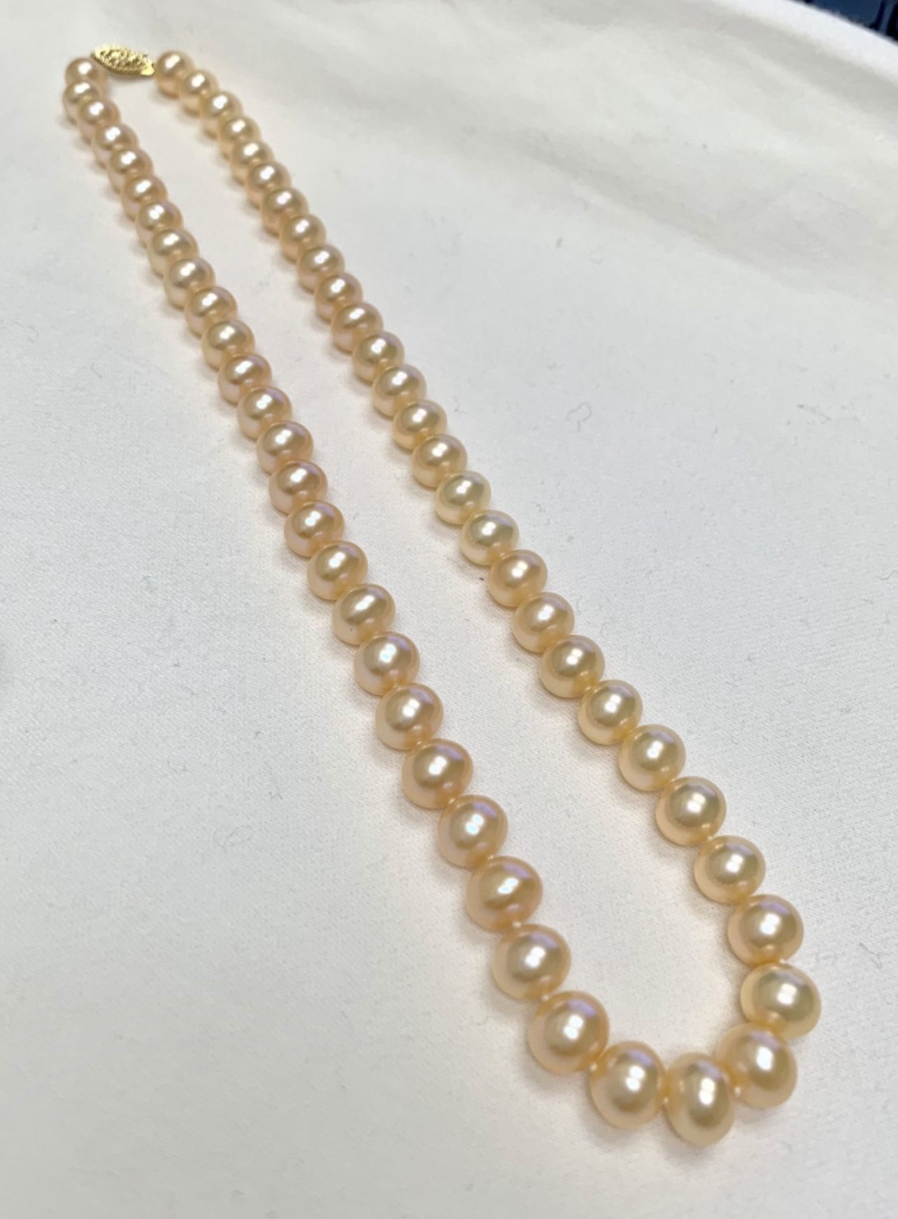 14K YELLOW GOLD QUALITY PINK FRESHWATER CULTURES PEARLS NECKLACE PRINCESS LENGTH