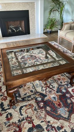 Beautiful solid wood and glass square table