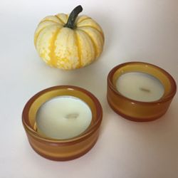Orange Festive Votive Holders New Candles Included