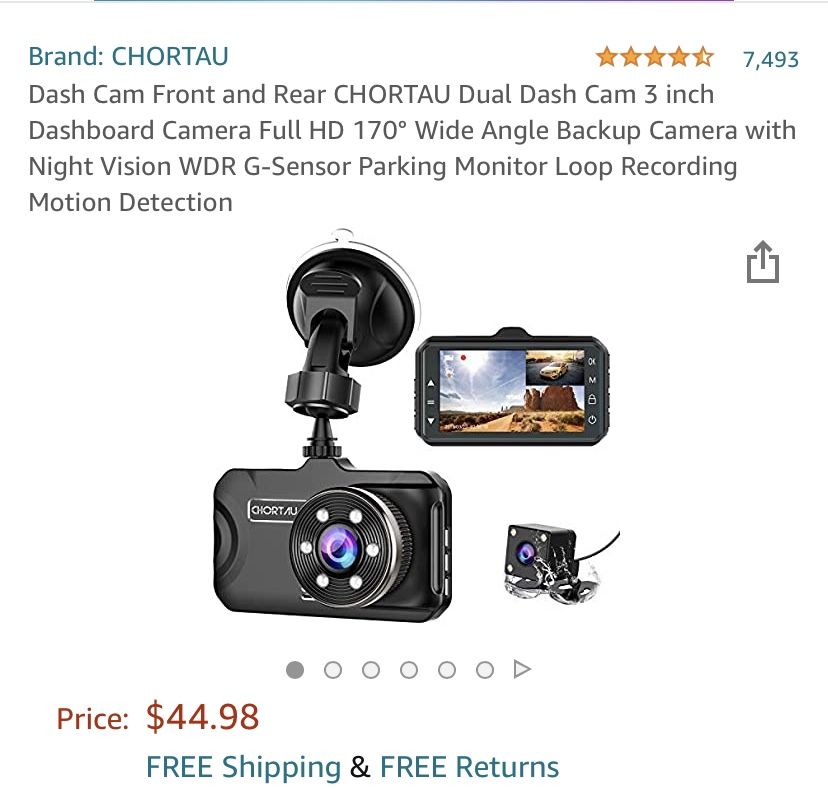 Dash Cam Front and Rear CHORTAU Dual Dash Cam 3 inch Dashboard Camera Full HD 170° Wide Angle Backup Camera with Night Vision WDR G-Sensor Parking Mon