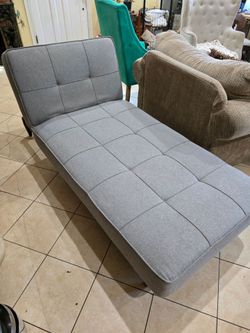 Large Gray Adjustable Chaise Lounge – Approx 7 Ft Long