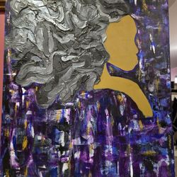  African American Female Purple Abstract-Textured Art 
