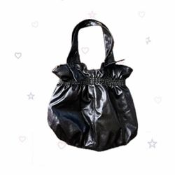 Black Faux Leather Boho Y2K Purse | Emo Gothic Style | Spacious & Chic Bag