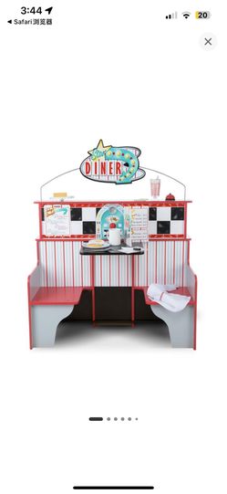 Melissa & Doug Double-Sided Wooden Star Diner Restaurant Play Space