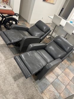 Gray Leather Recliner Sofa Set