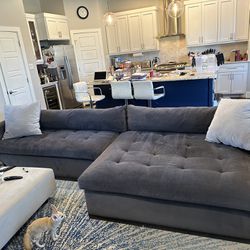 Grey, Modern, Oversized Sectional W Large Chaise. Couch!  Custom Made! 
