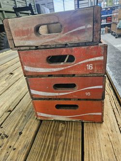 4 Old COKE CRATES