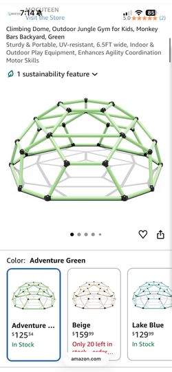 New Climbing Dome, Outdoor Jungle Gym for Kids, Monkey Bars Backyard, Green Sturdy & Portable, UV-resistant, 6.5FT wide, Indoor & Outdoor Play Equipme