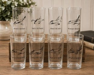 Vintage Military Aircraft Glasses – 8 Pc USAF/Navy Jet Aviation Set