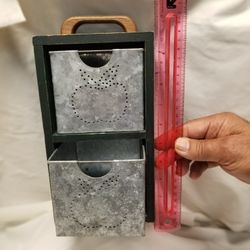Decorative 2 Drawer Box With Tin Punched Design