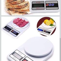 High Accuracy Digital Kitchen Scale 10 Kg - White Electronic Weight Scale - Portable Kitchen Food LCD Display Scales