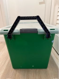 Green Storage Tote with Locking Lid & Carry Handle