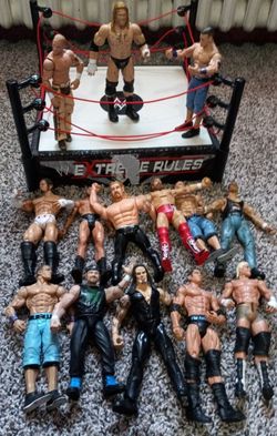 Use WWF WWE Ring Smackdown Ring With Wrestling Action Figures kids toy Red ropes