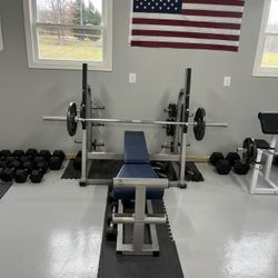 Weight Bench With Olympic Bar And Weights