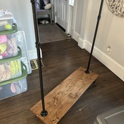 ⭐️ Industrial Rolling Clothing Racks – Solid Wood Base – Set of 2 ⭐️ $150 each or $275 for the pair Dimensions: 46” L × 56” H × 14.5” W