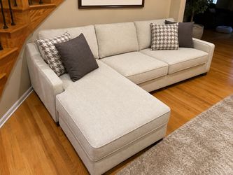 Beige Fabric Sectional Sofa with Chaise and storage