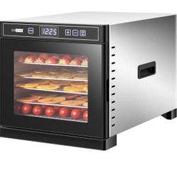 6 Trays Food Dehydrator Stainless Steel Meat Fruit Vegetable Jerky Dryer Machine