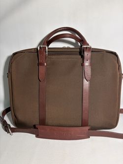 Stuart and Lau The Cary Single Briefcase Espresso Color Leather Trim and Strap