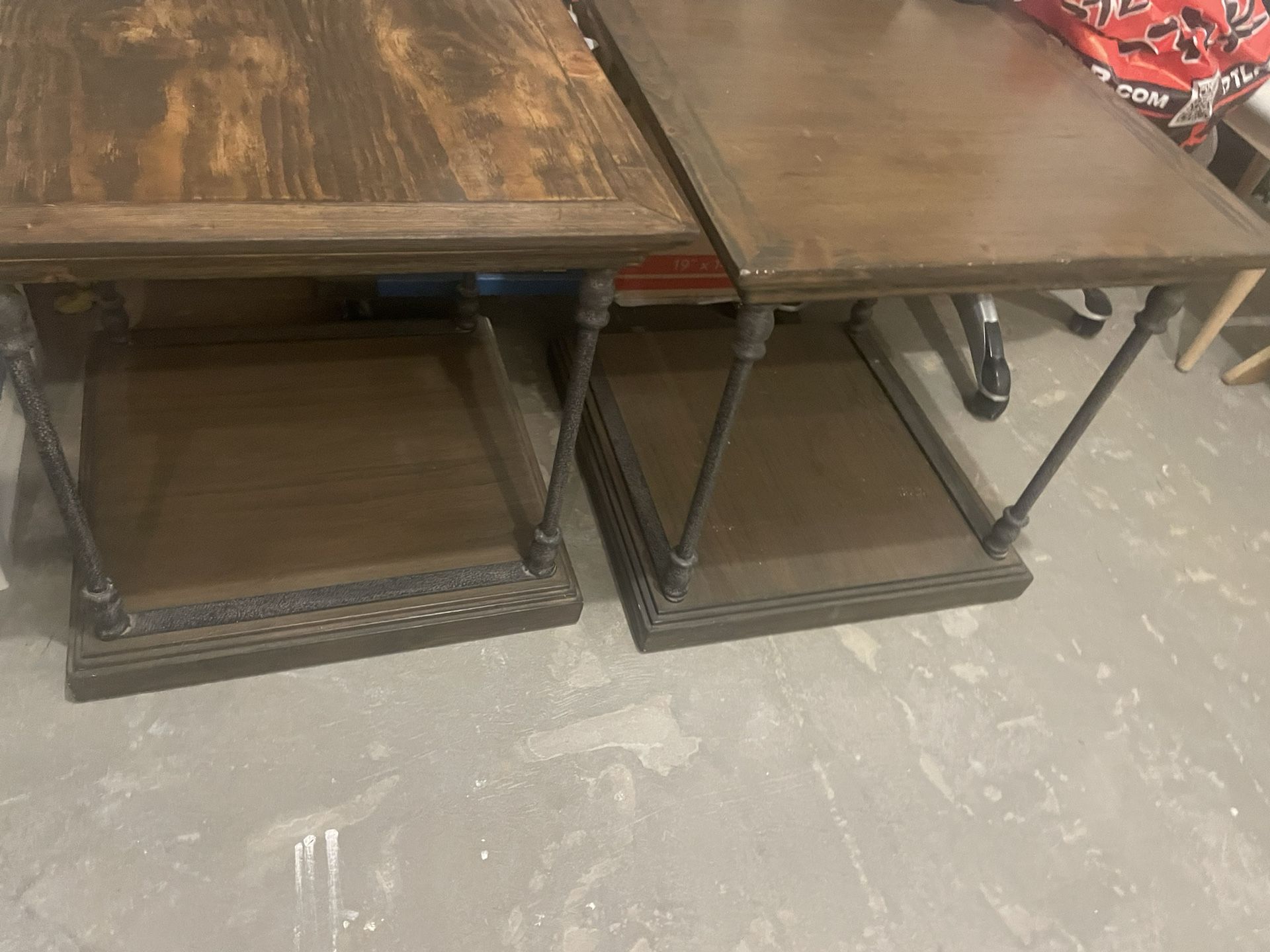 Wood And Metal End Tables