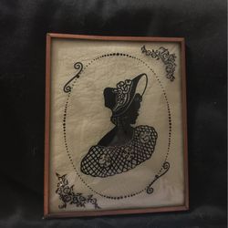 Beautiful ! Vintage! Antique !Silhouette Victorian Girl On Beleved Glass